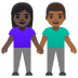 👩🏿‍🤝‍👨🏾 woman and man holding hands: dark skin tone, medium-dark skin tone display on Google